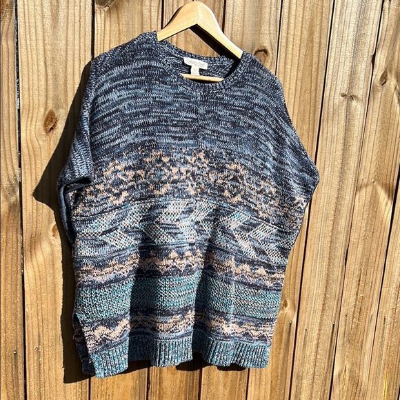 Coldwater Creek Women’s Blue Crewneck Sweater Geometric Patterns Sleeveless Fall - Picture 16 of 16